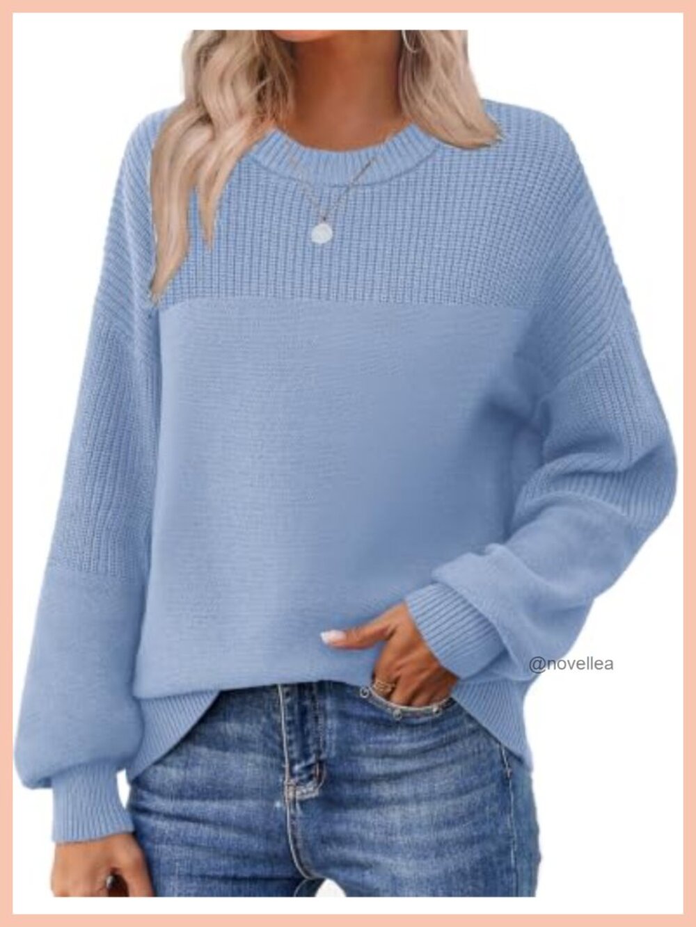 Cotton & Acrylic Chunky Knit Oversized Crewneck Pullover Sweater